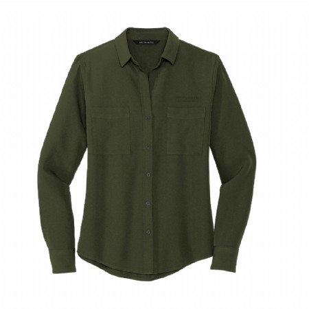 Mercer+Mettle Women's Stretch Crepe Long Sleeve Camp Blouse